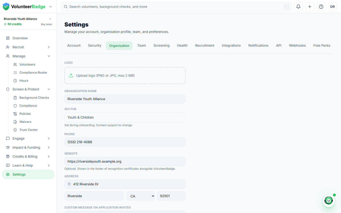 Set up your organization profile